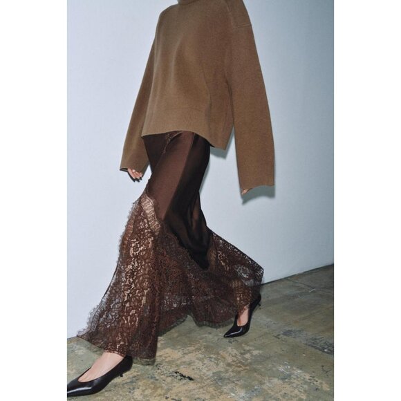 ZARA SATIN EFFECT LACE SKIRT ZW COLLECTION - Picture 3 of 10